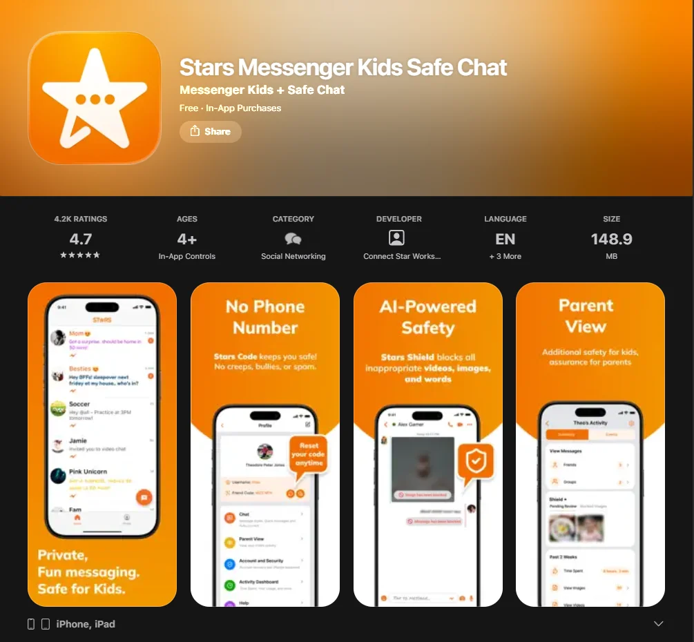 Stars Messenger App Screenshot. 

