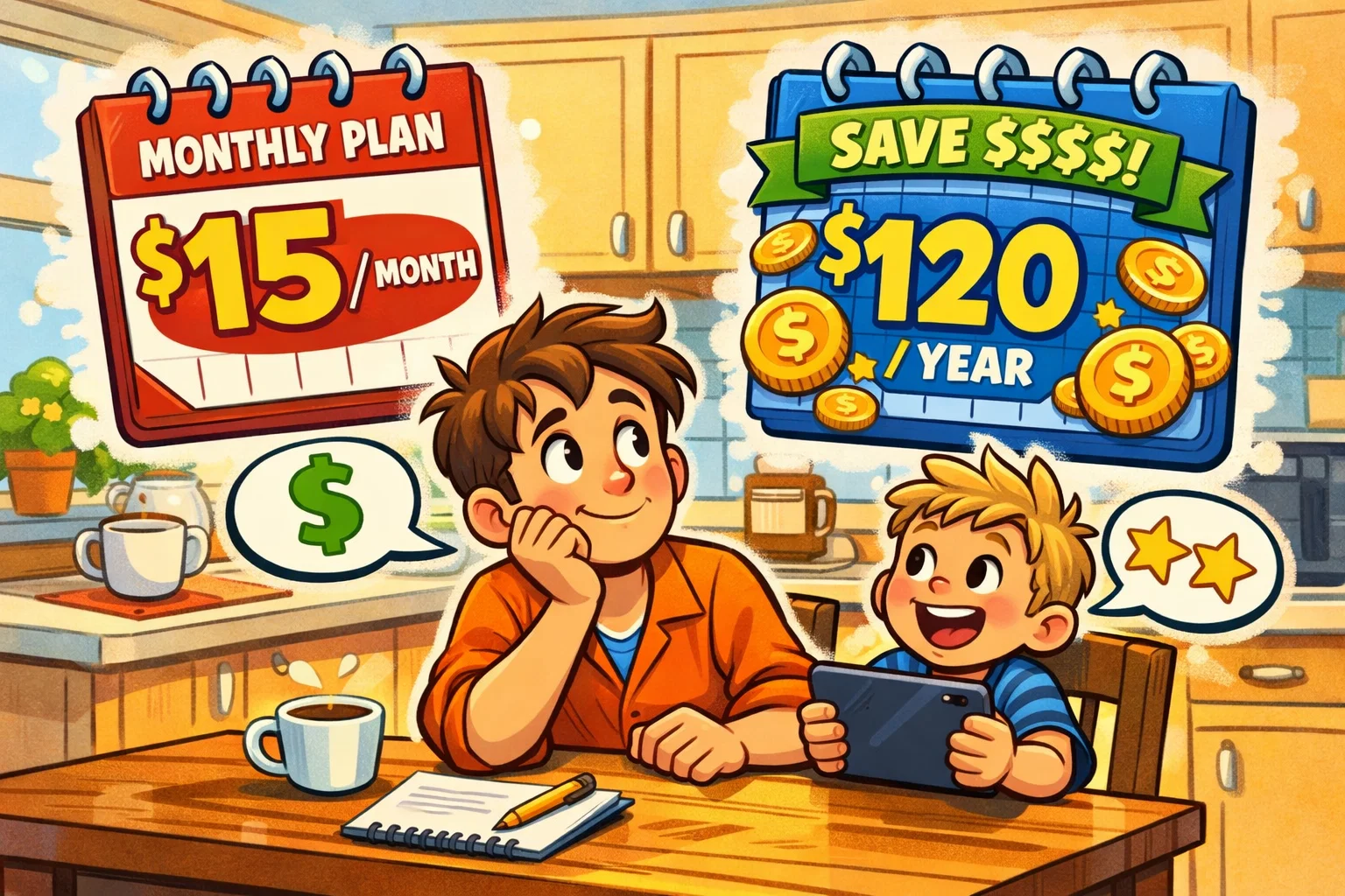 Subscription options and pricing plans displayed for parent comparison.
