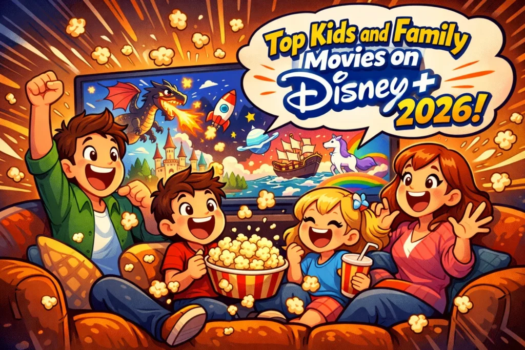 Top kids and family movies on Disney+ 2026 during fun family movie night at home.