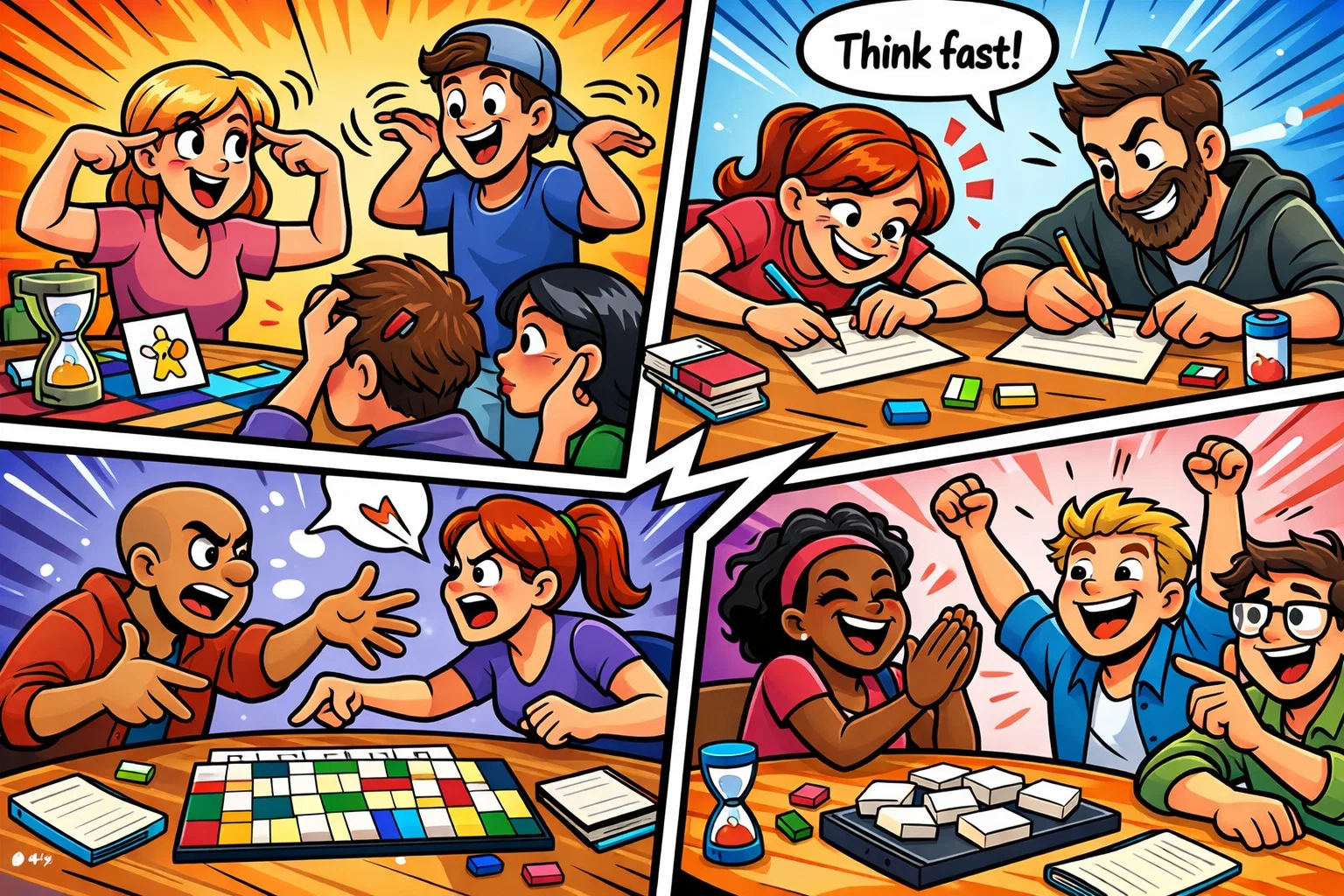 Two player word alignment game with identical word reveal moment.