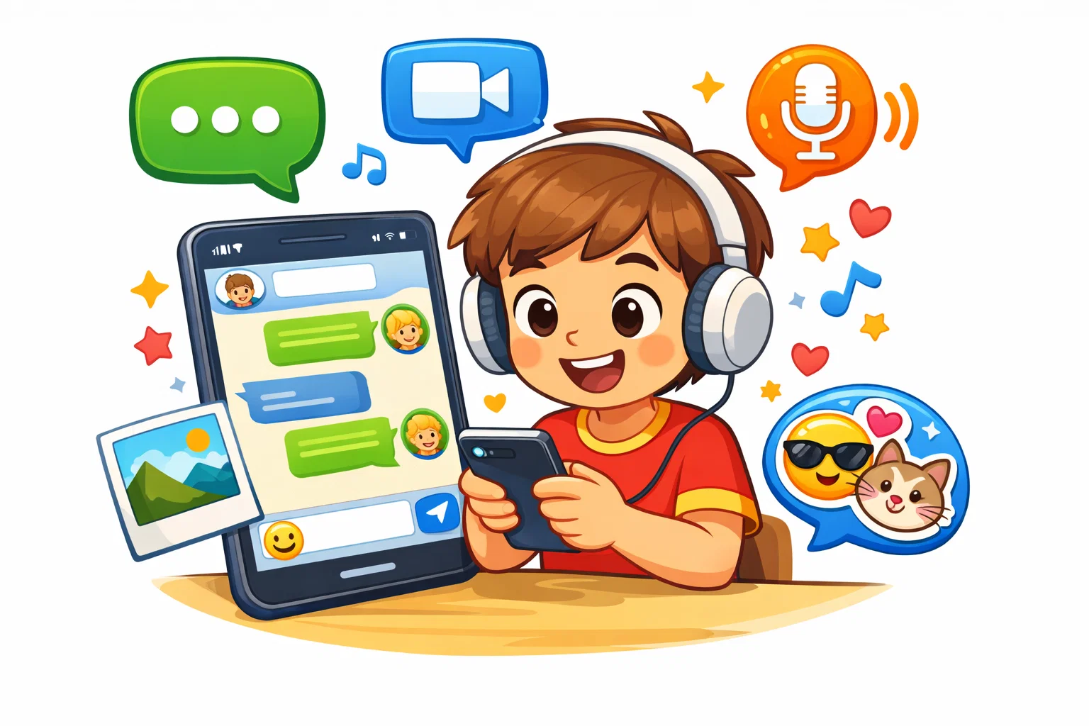  What is JusTalk Kids Messenger shown on tablet with child-friendly chat features.
