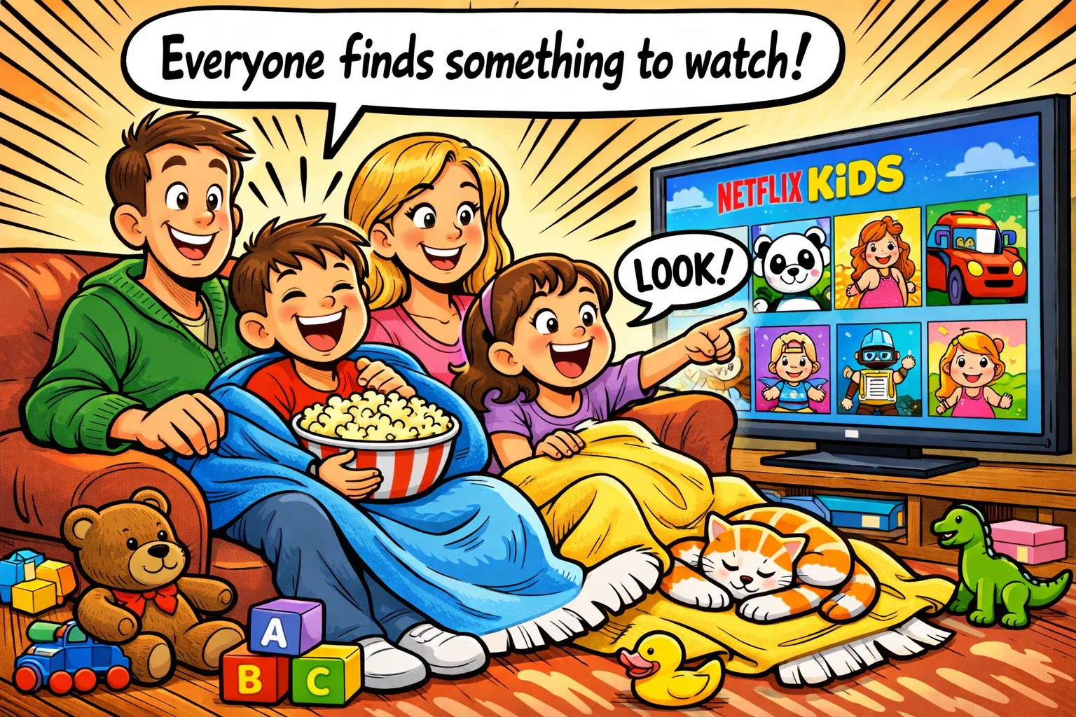 Why Netflix Kids is popular with families during shared movie night at home.