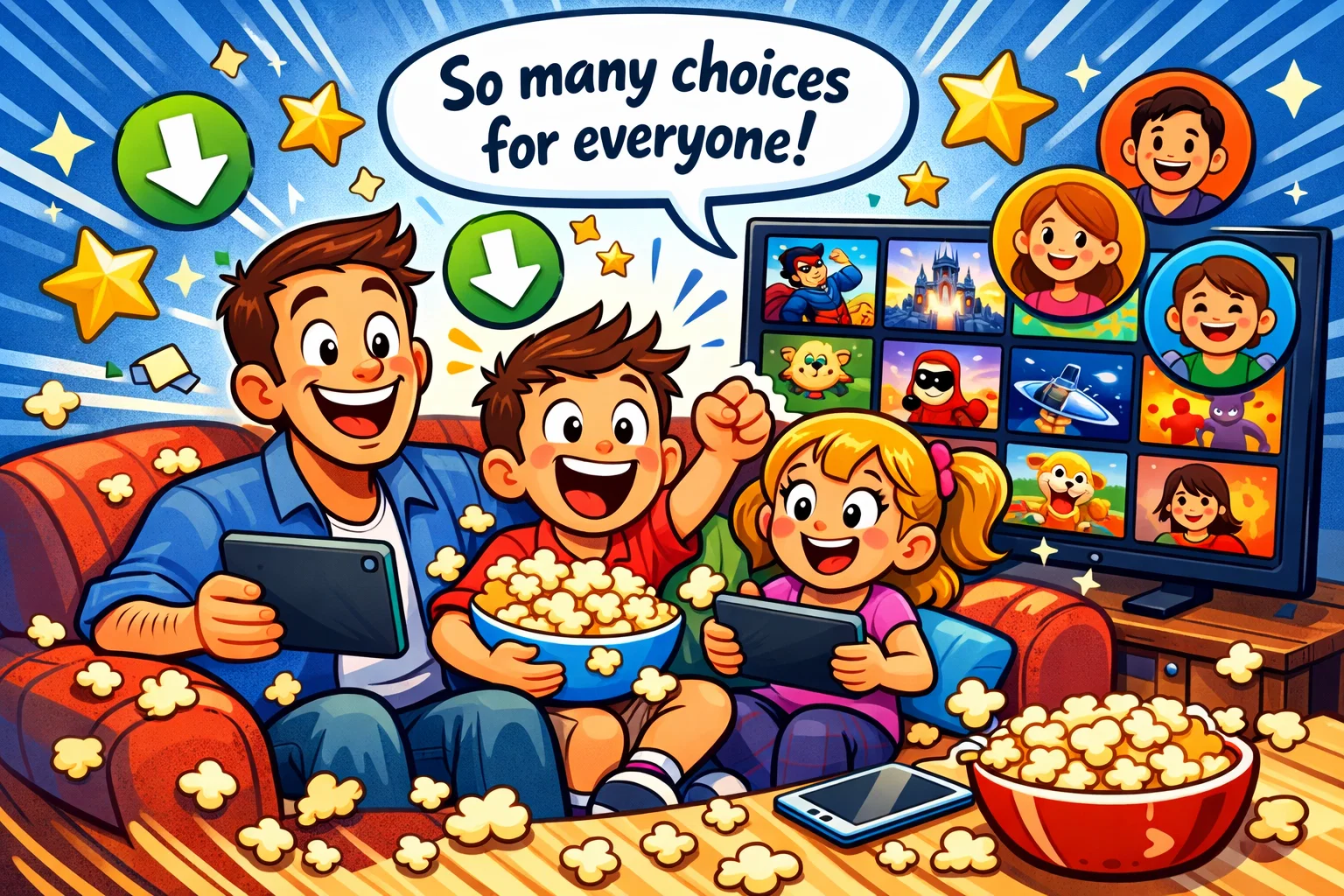 Why Netflix popular with families enjoying streaming together on multiple devices.
