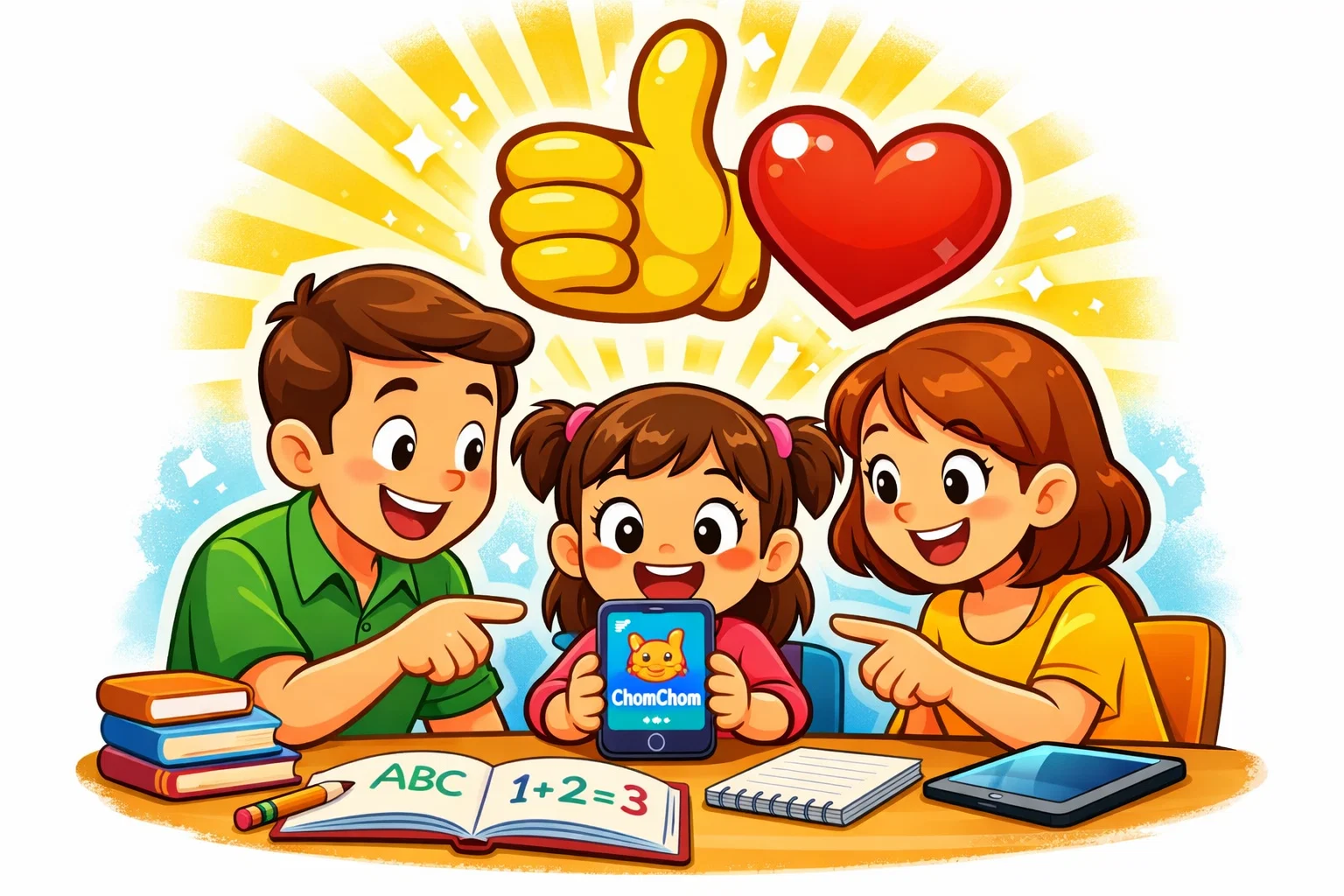  Parents endorsing ChomChom app for kids, highlighting its benefits and safety.
