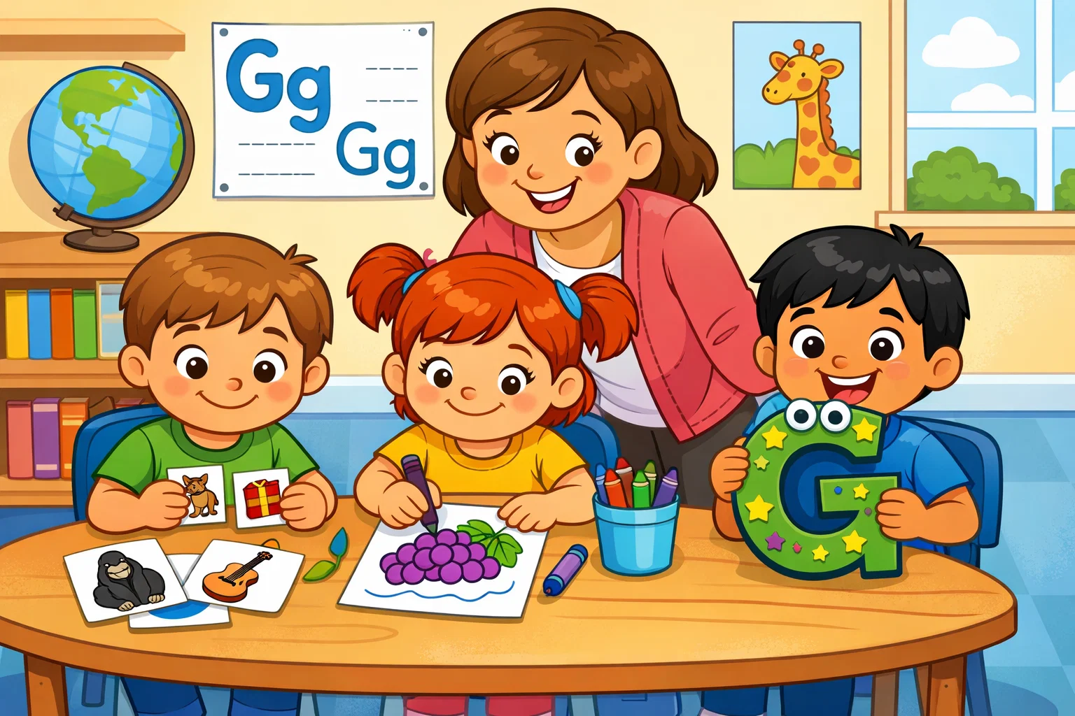  Activities for learning G words with crafts, matching cards, and coloring.
