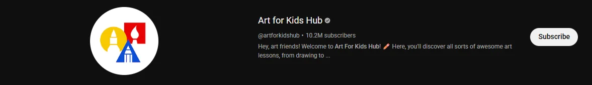 Screenshot of Art for Kids Hub