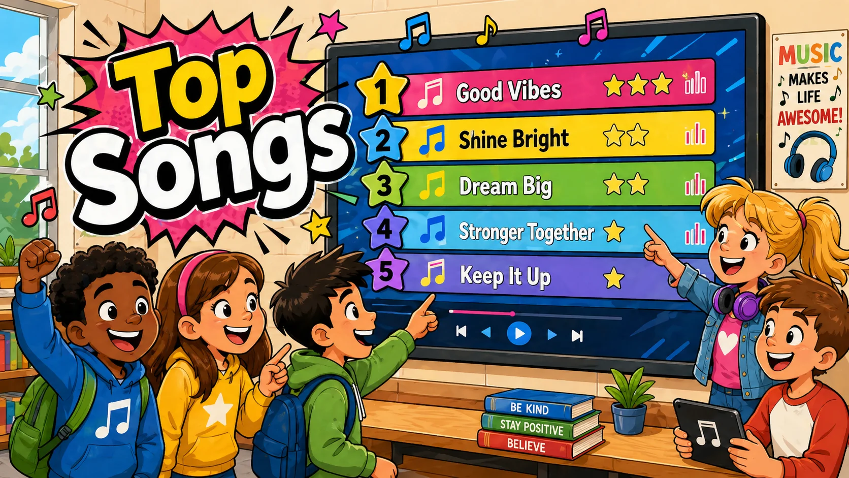 Best motivational songs students ranked in classroom playlist.