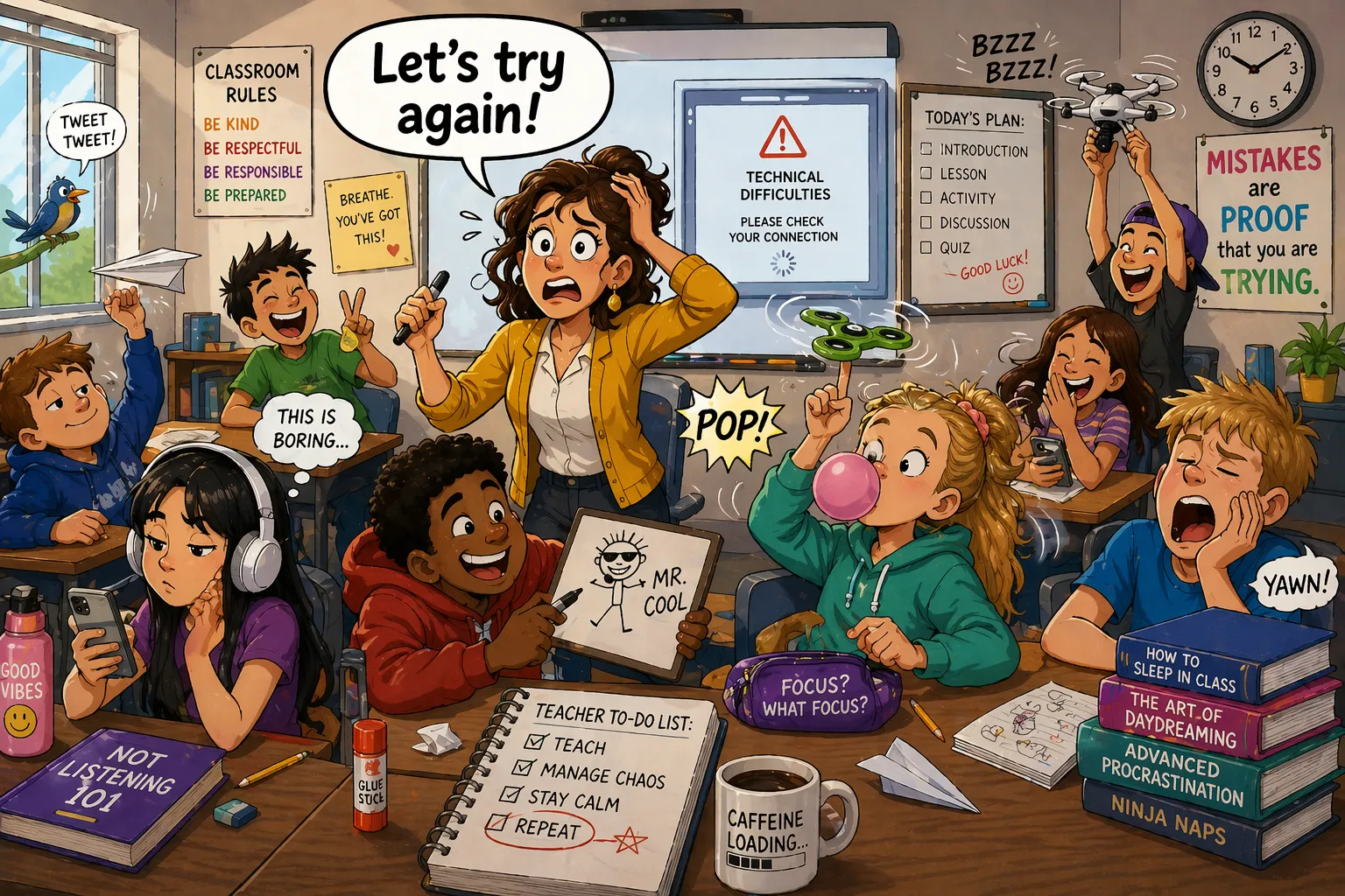 Challenges implementing teaching methods with classroom distractions and teaching difficulties. 