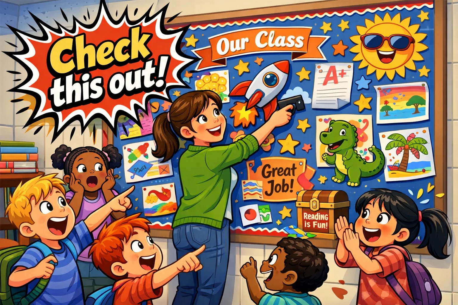 Classroom decoration, bulletin boards boosting student engagement in classroom.
