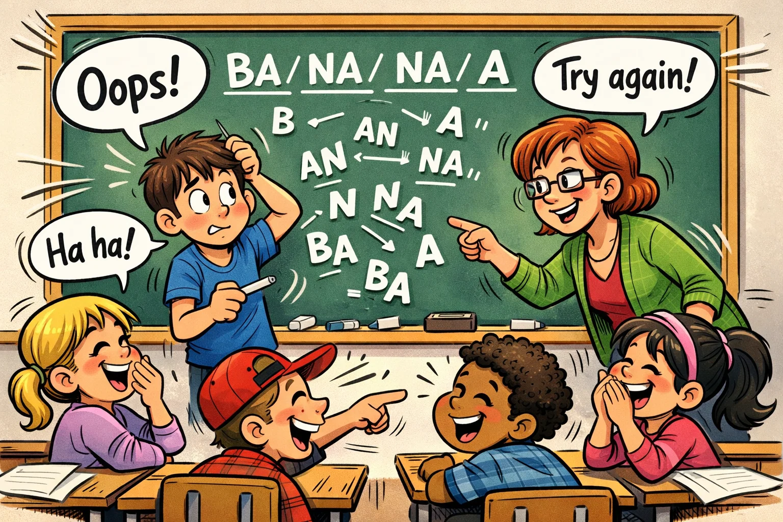 Common mistakes in teaching syllables corrected by students in the classroom.
