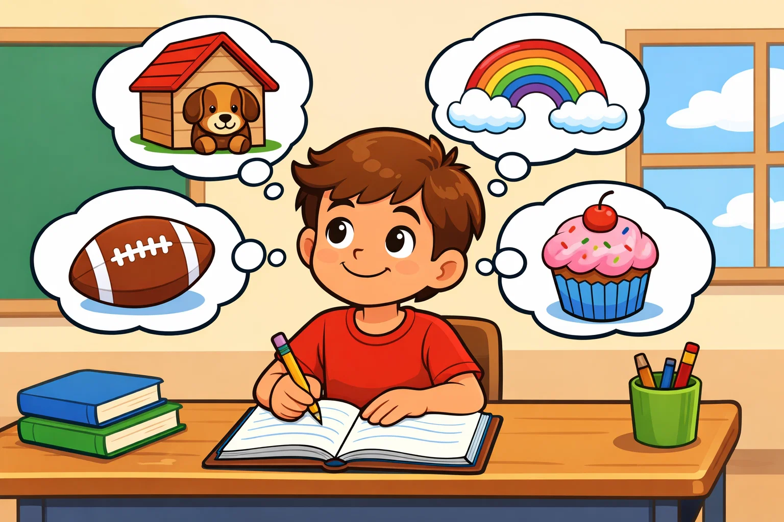Compound word sentences for kids with a child writing and picture prompts.
