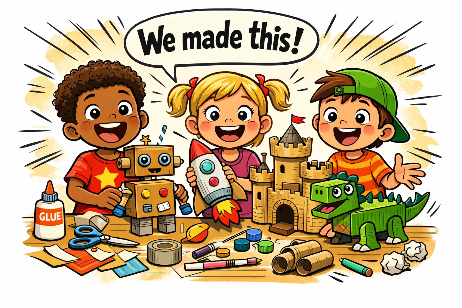 Craft activities everyday materials kids making DIY projects from household items. 