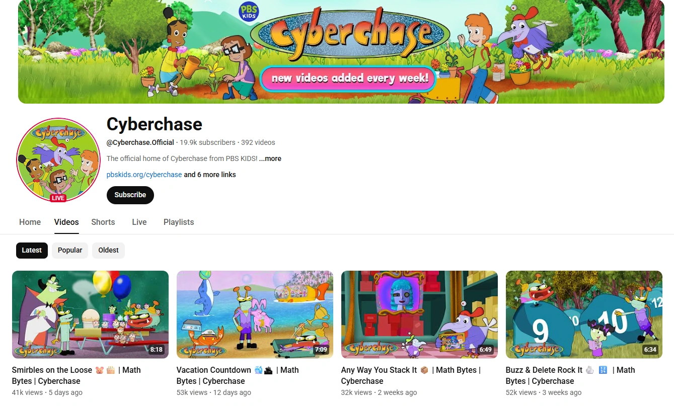 Cyberchase cartoon teaching math logic and problem solving skills.
