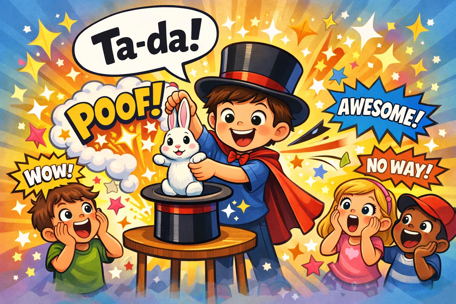 Easy magic tricks kids simple illusions with children performing fun tricks.