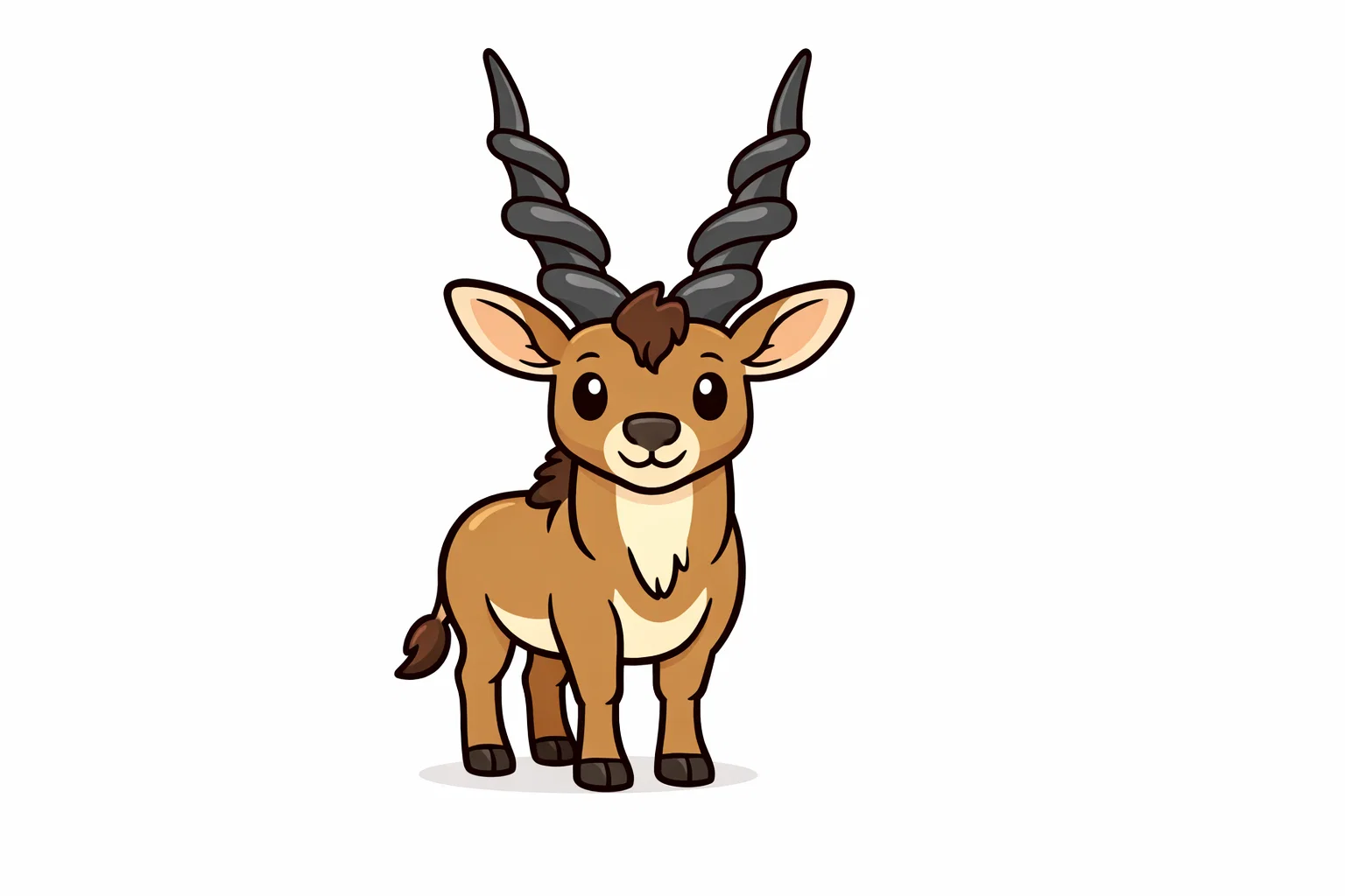 Eland cartoon antelope with long spiral horns.

