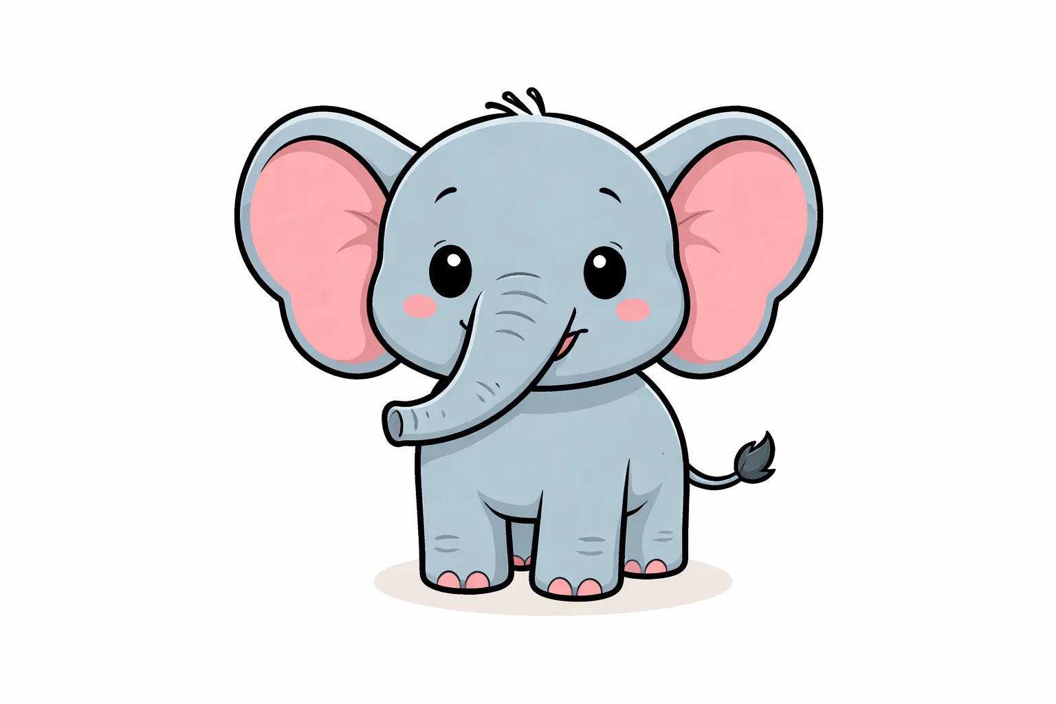 Elephant cartoon animal with big ears and long trunk.
