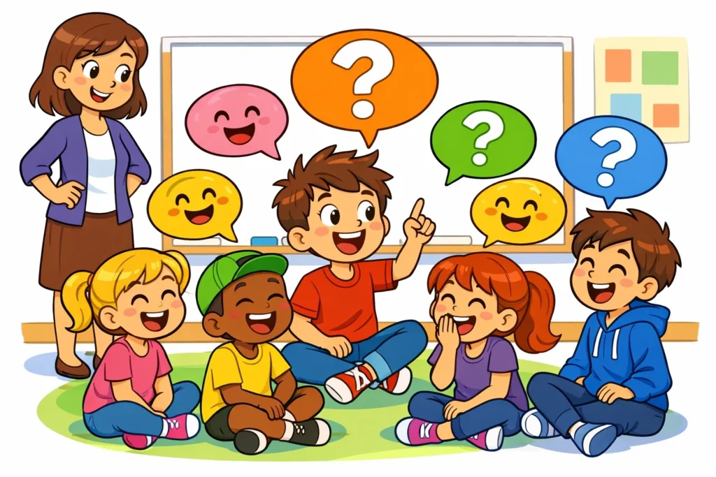 Fun get to know you questions for kids and teens during a classroom chat.