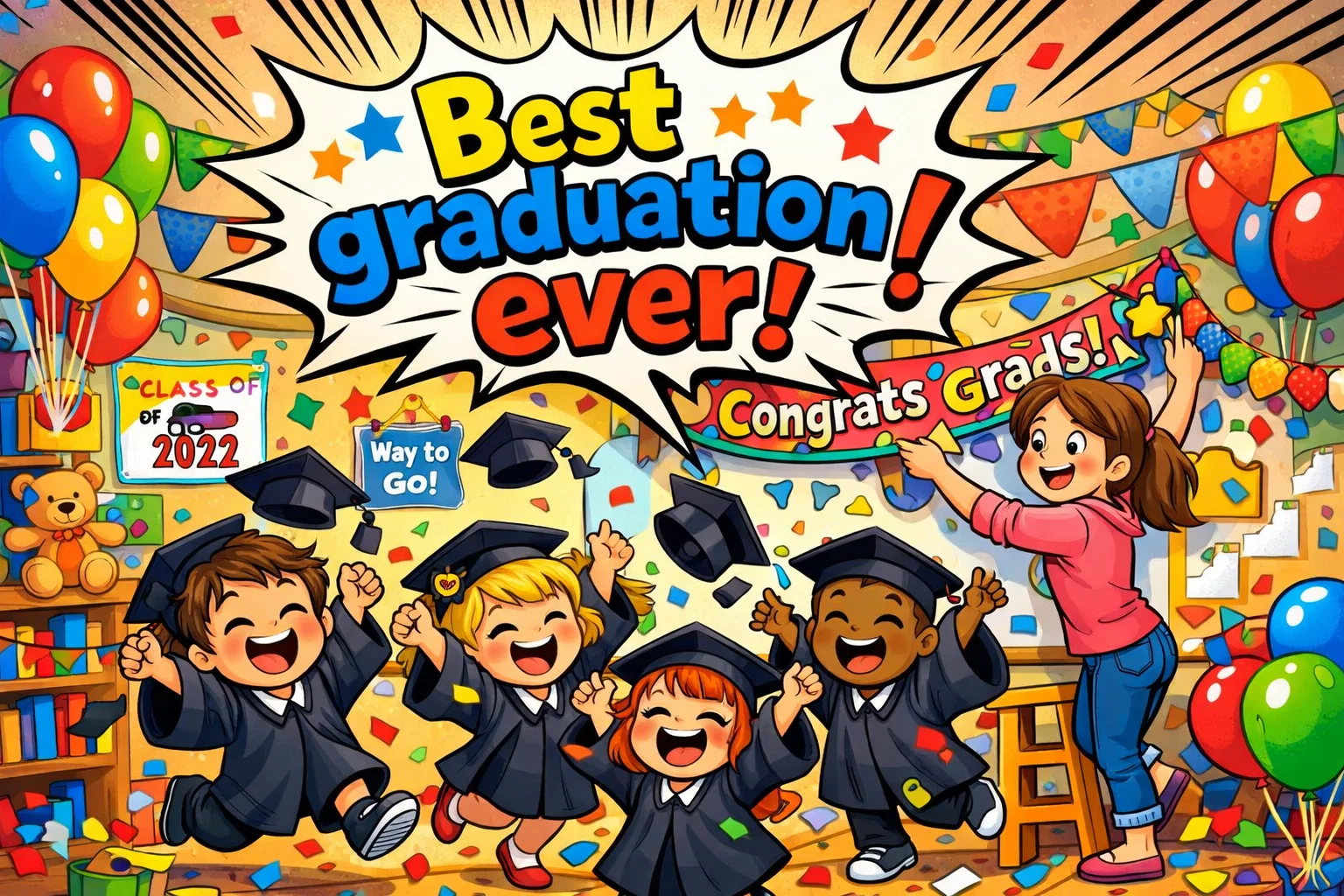 Preschool graduation decoration ideas 2026 with colorful themes and fun classroom setup.
