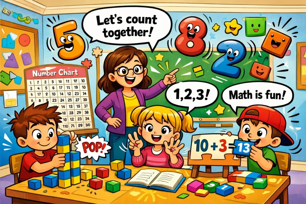 How to teach number sense with classroom activities and engaged students learning math.