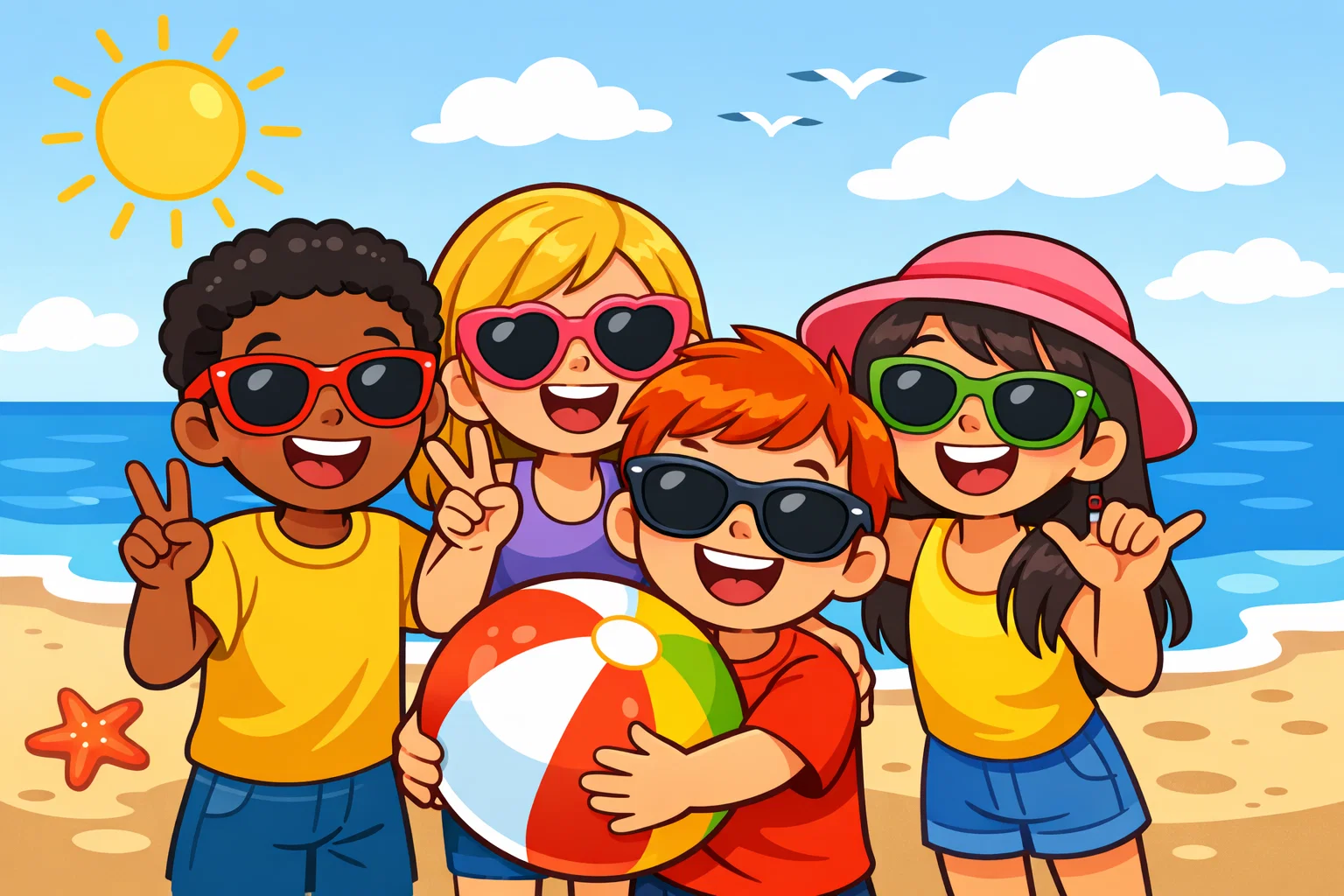  Instagram caption summer quotes kids image with children taking beach photo.
