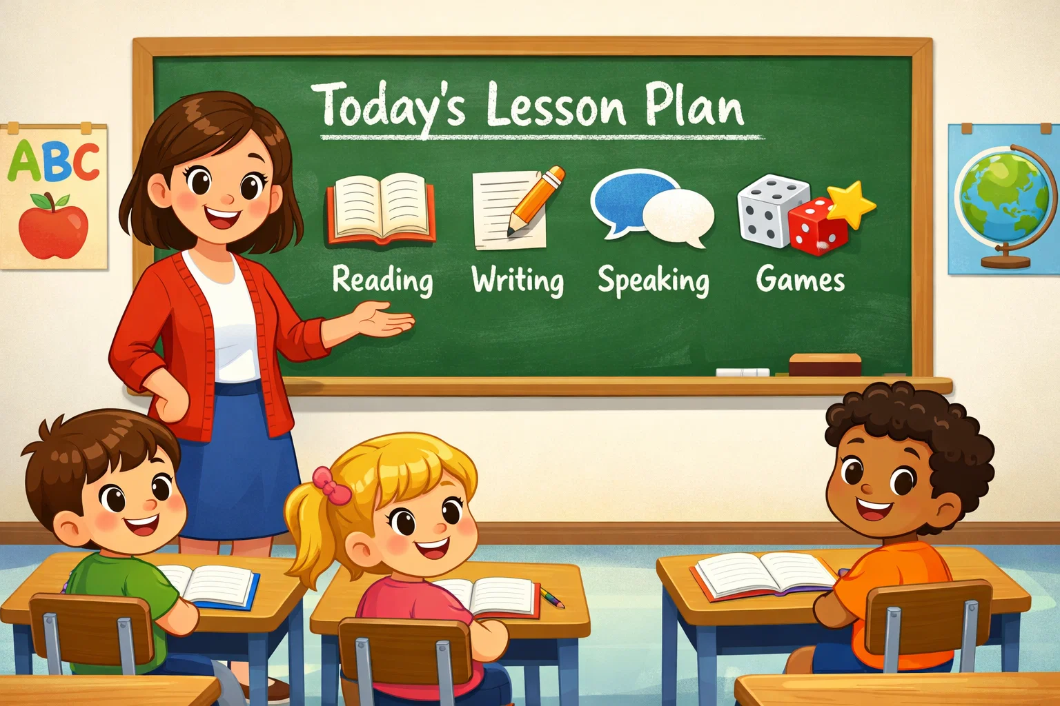  Lesson details common proper nouns with teacher and students in class.
