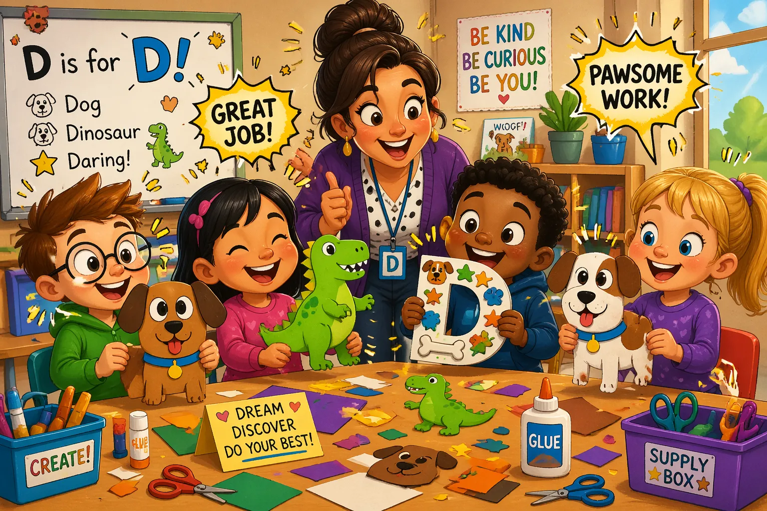 Letter D crafts hands on activities kids classroom with paper crafts and creative art projects. 