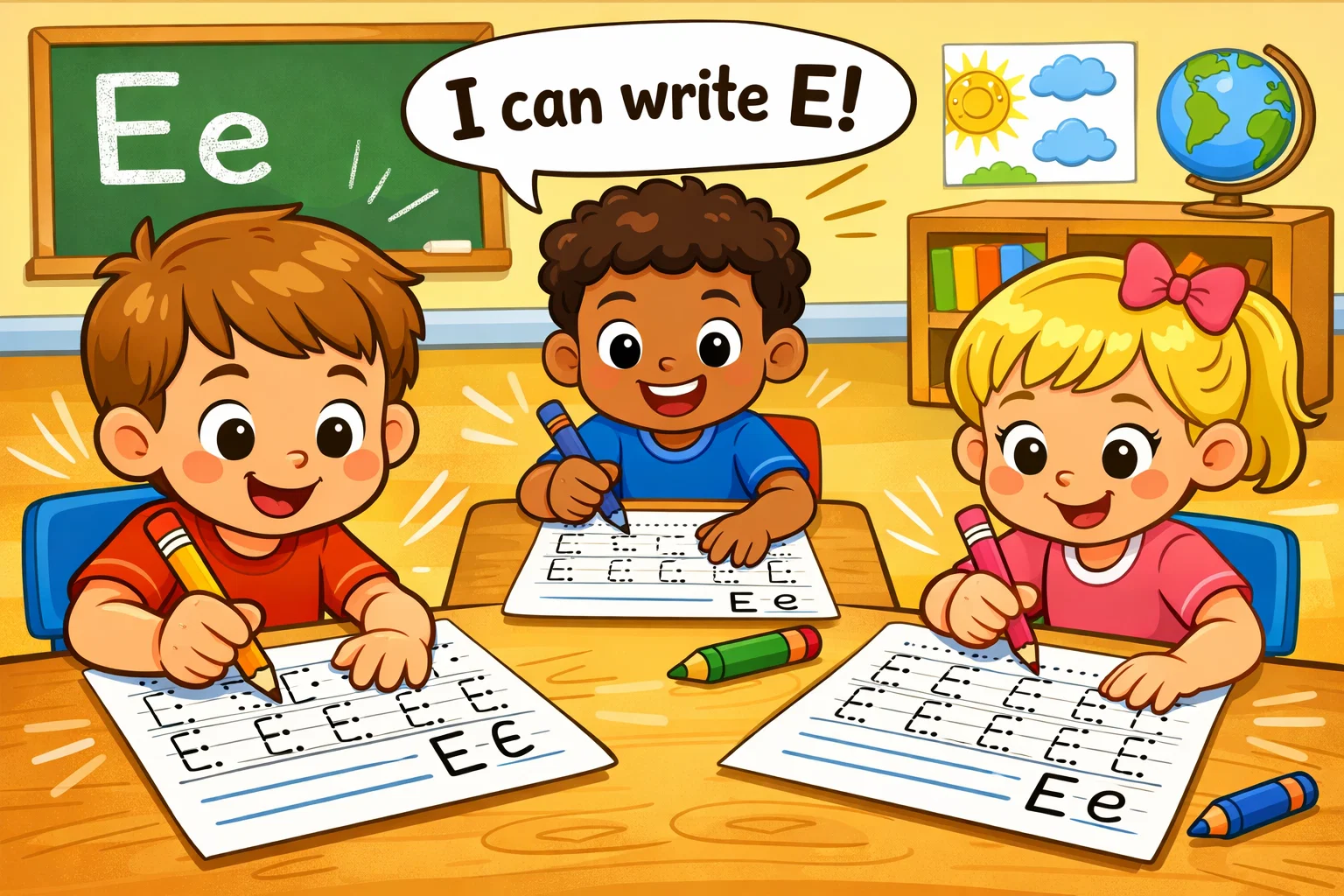 Letter E worksheets tracing kids practicing writing and learning letters. 