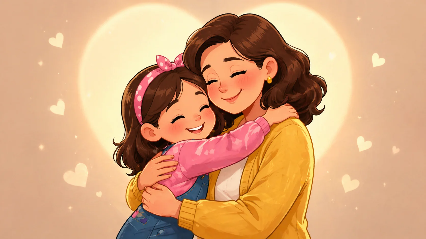 Mother’s love poems from daughter shown through warm mother daughter hug.