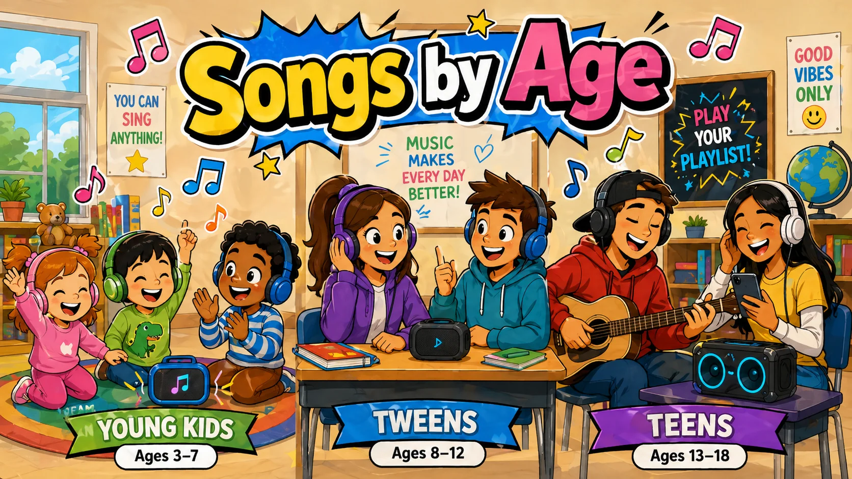 Motivational songs students age group for kids and teens.