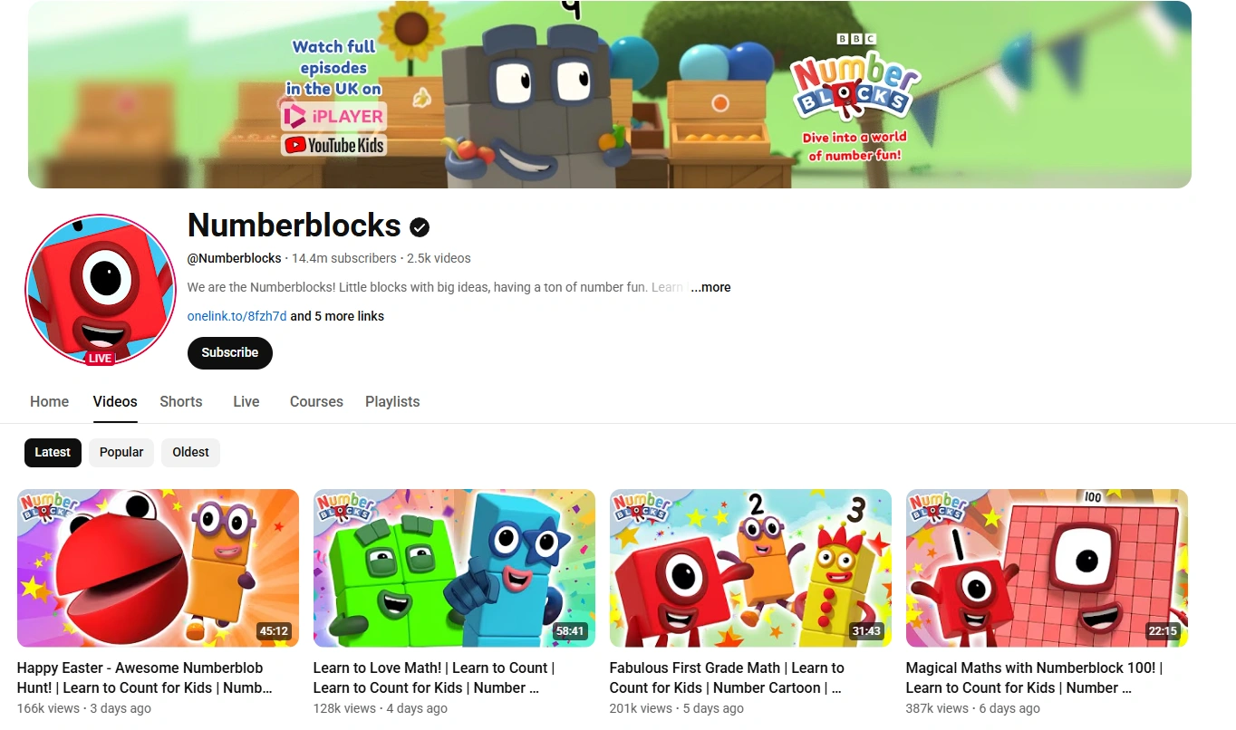 Numberblocks math cartoon for kids learning counting addition and numbers.
