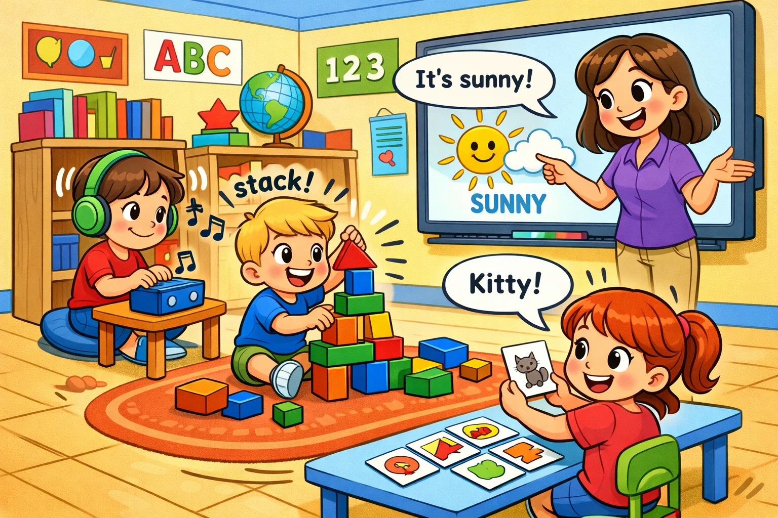 Objectives of modern teaching aids for preschoolers in active classroom learning.