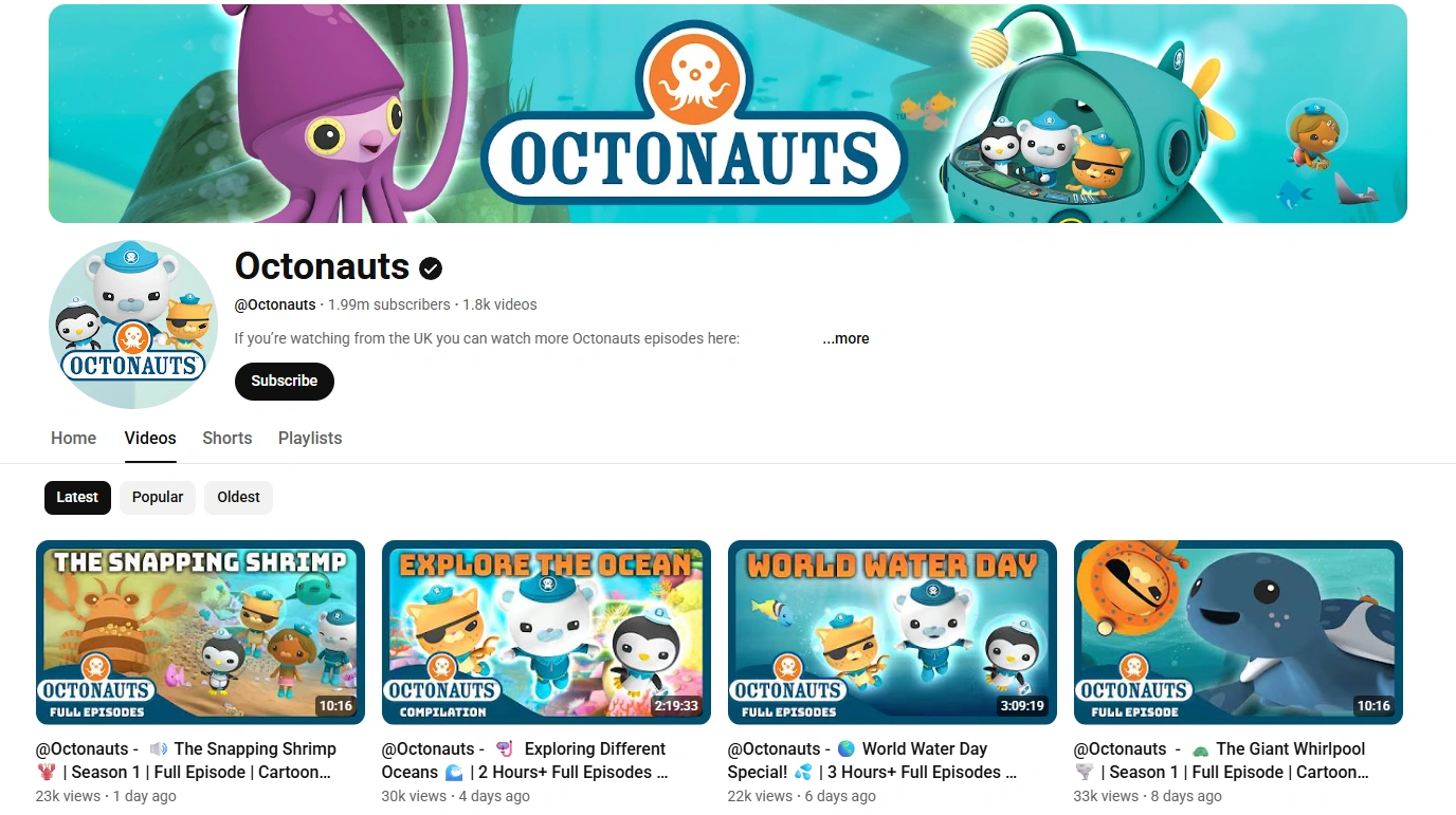 Octonauts ocean adventure cartoon teaching marine life and sea creatures.
