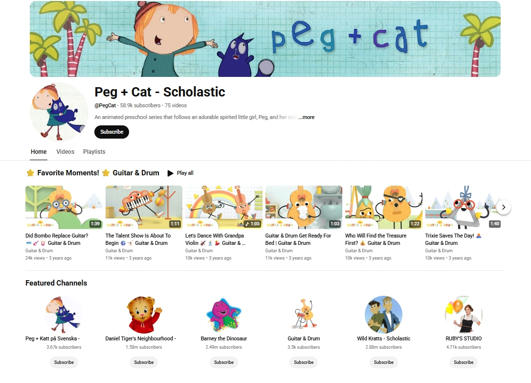 Peg and Cat cartoon teaching math skills and problem solving for kids.
