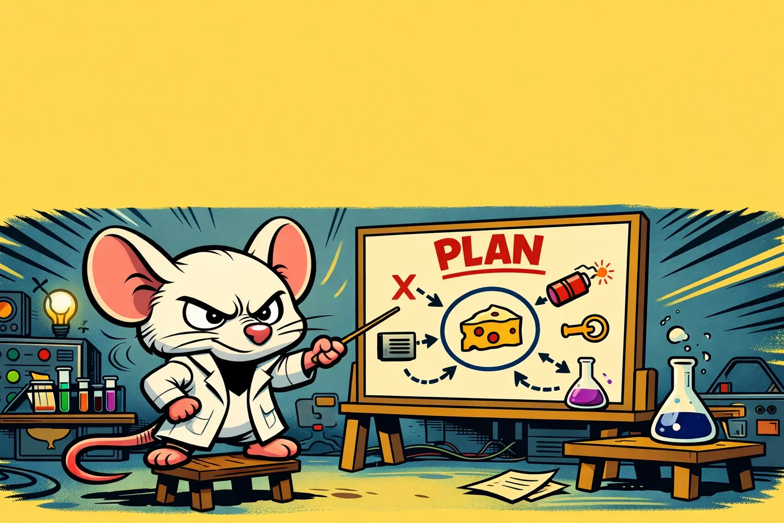  Pinky Brain mastermind cartoon mouse quotes scene with bold lab plan.
