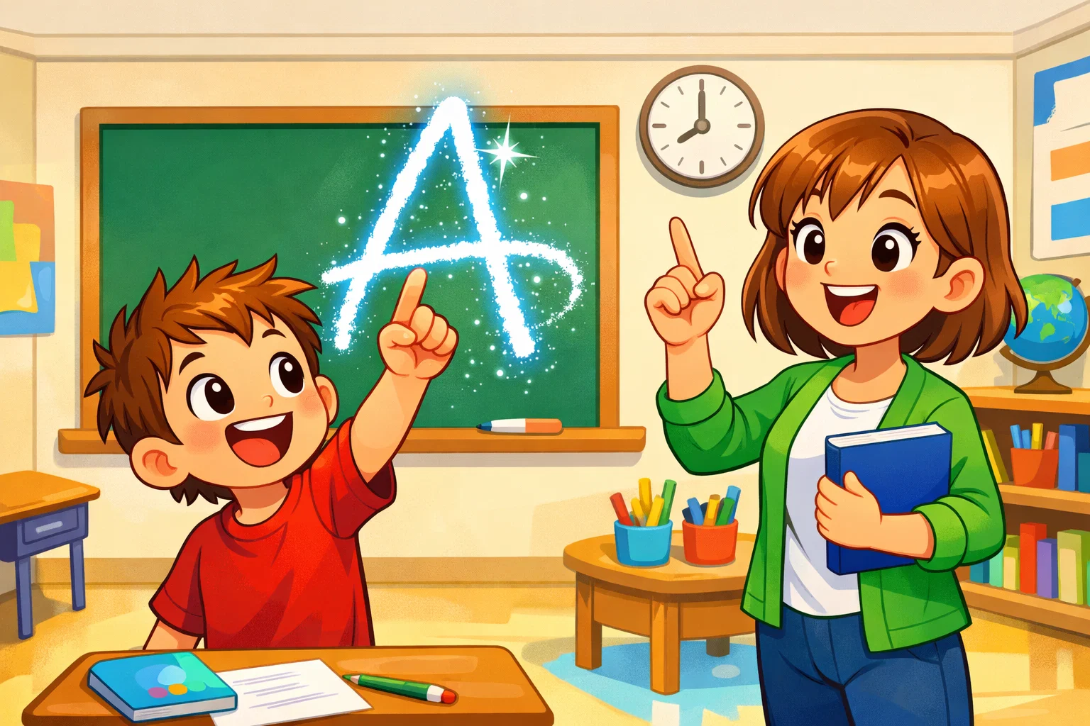  Sky writing Letter A activity with child drawing letter A in air.
