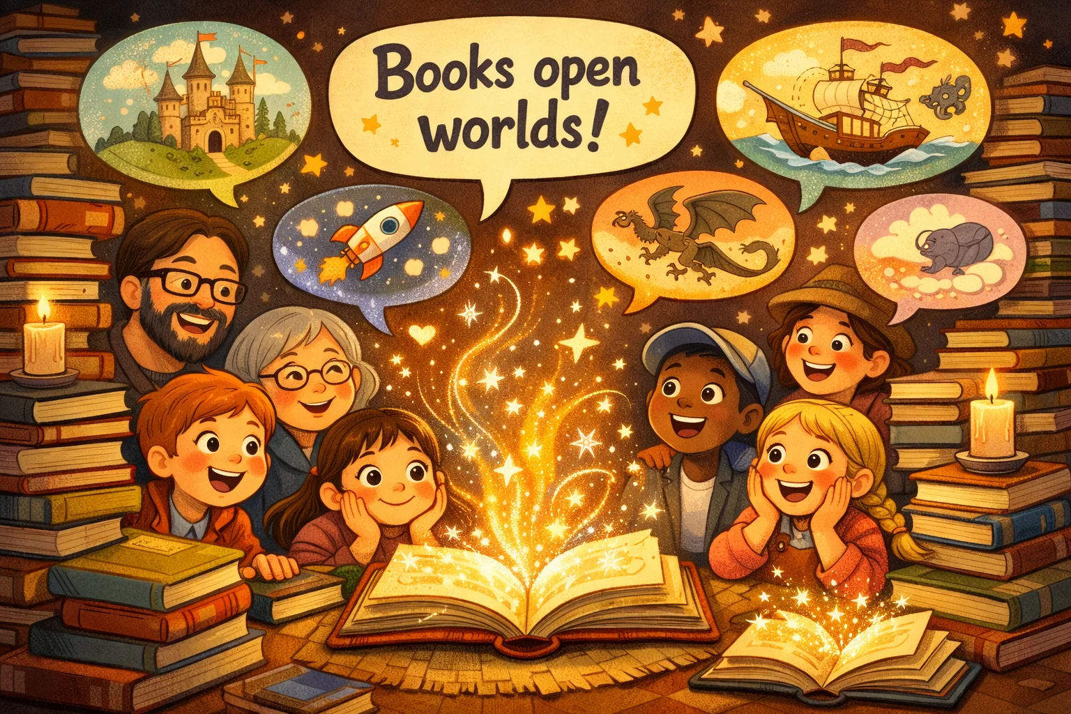 Slogans books english reading literature with people enjoying books and quotes.