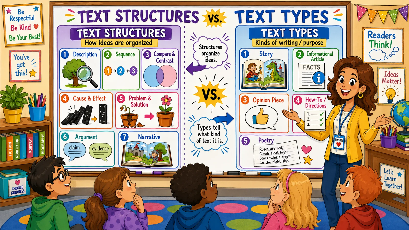 3 steps teach text structure in class before during and after reading.