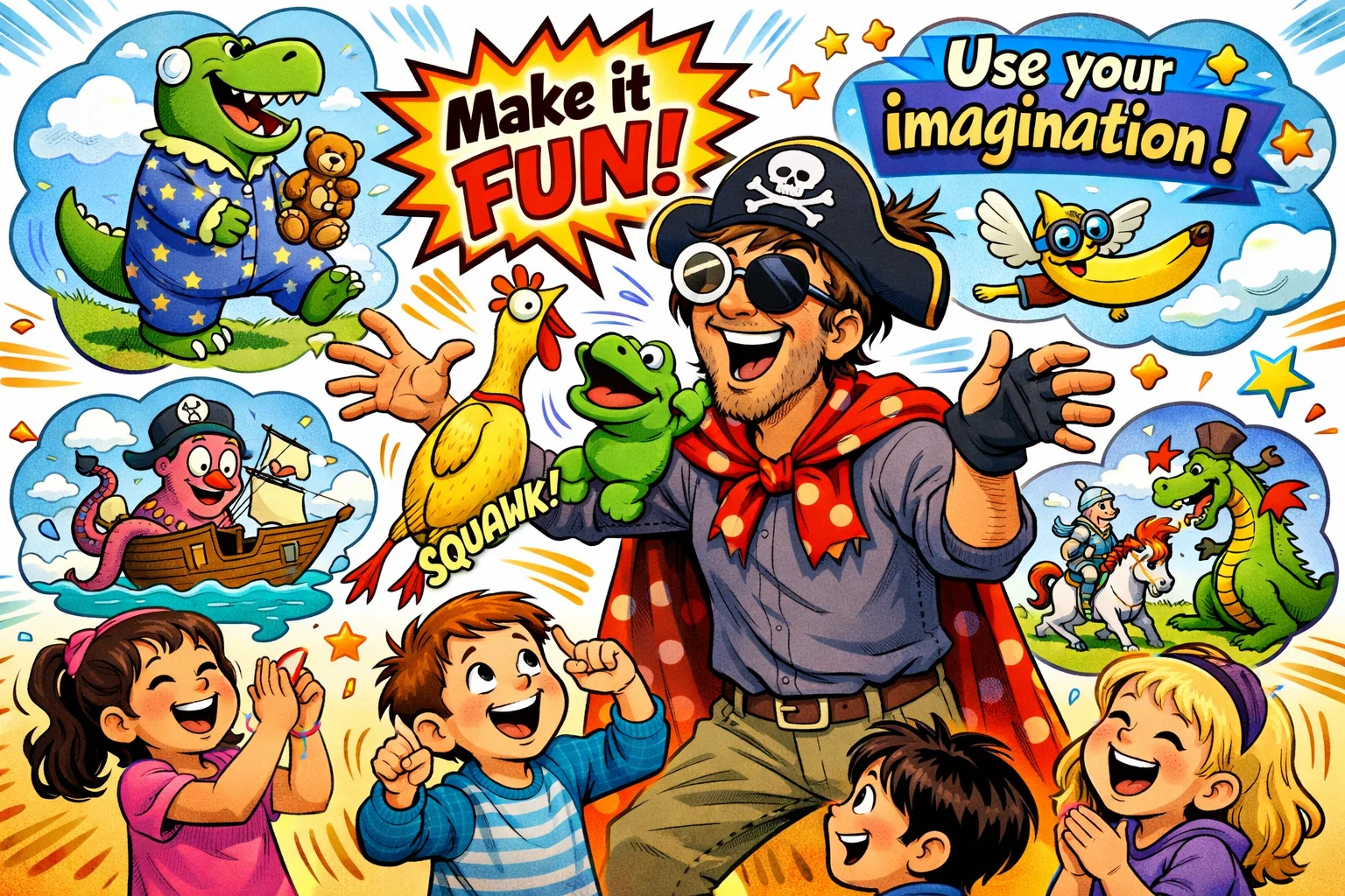 Tips to make funny stories for kids more engaging with playful storytelling scenes.
