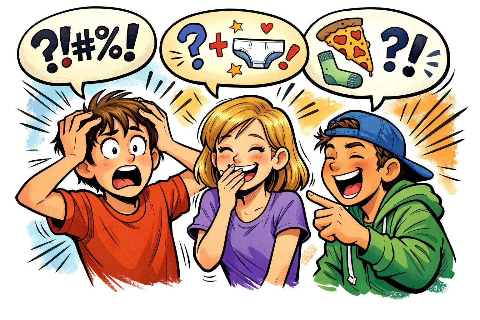 Weird truth questions teens laughing at strange and funny answers.
