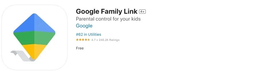 Captura de pantalla de la tienda de aplicaciones de Google Family Link