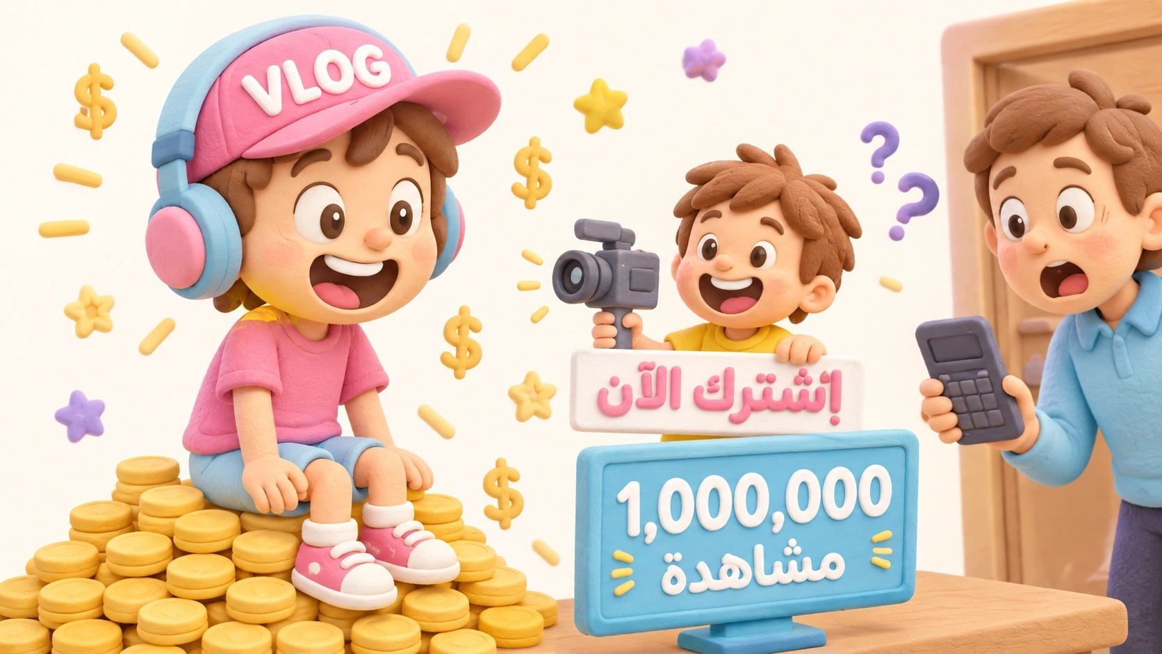 أطفال يتعلمون كيفية تحقيق الدخل من مشاهدات قناة يوتيوب وأرباحها.