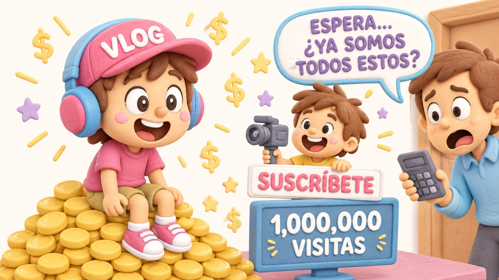 Niños aprendiendo sobre cómo ganar dinero a partir de las visualizaciones y los ingresos de un canal de YouTube.