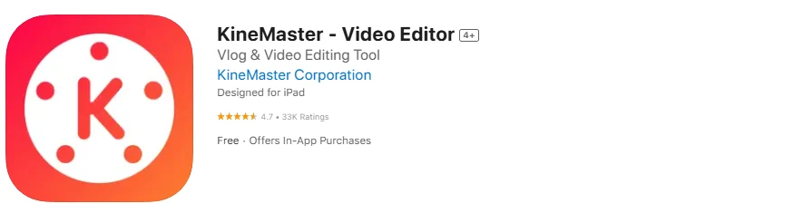 Captura de pantalla de la aplicación KineMaster, un potente editor de vídeo móvil para niños.