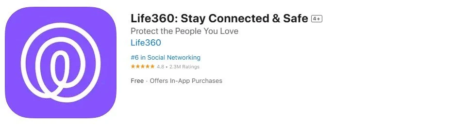 Captura de pantalla de Life360 en la tienda de aplicaciones