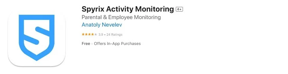 Captura de pantalla de la tienda de aplicaciones de Spyrix Activity Monitoring