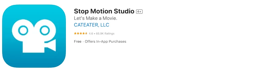 Ein Screenshot der App Stop Motion Studio, mit der Bild-für-Bild-Animationen erstellt werden können.