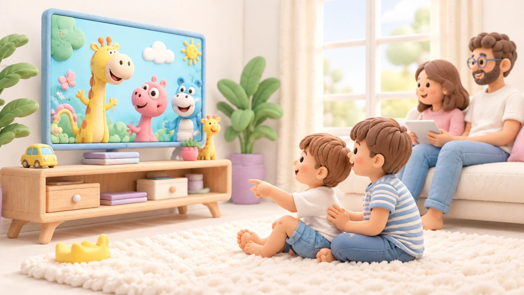 Une séance de visionnage en famille illustre ce que les enfants regardent sur YouTube.